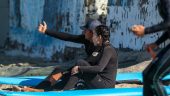 Daughter surfing immediately