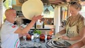 Relaxing pizza making class with kids